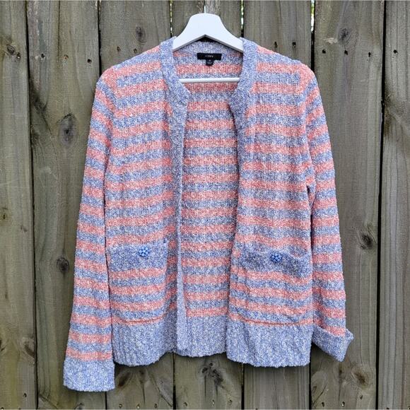 J. Crew Cardigan sweater in tweed stripe Medium - Picture 4 of 9